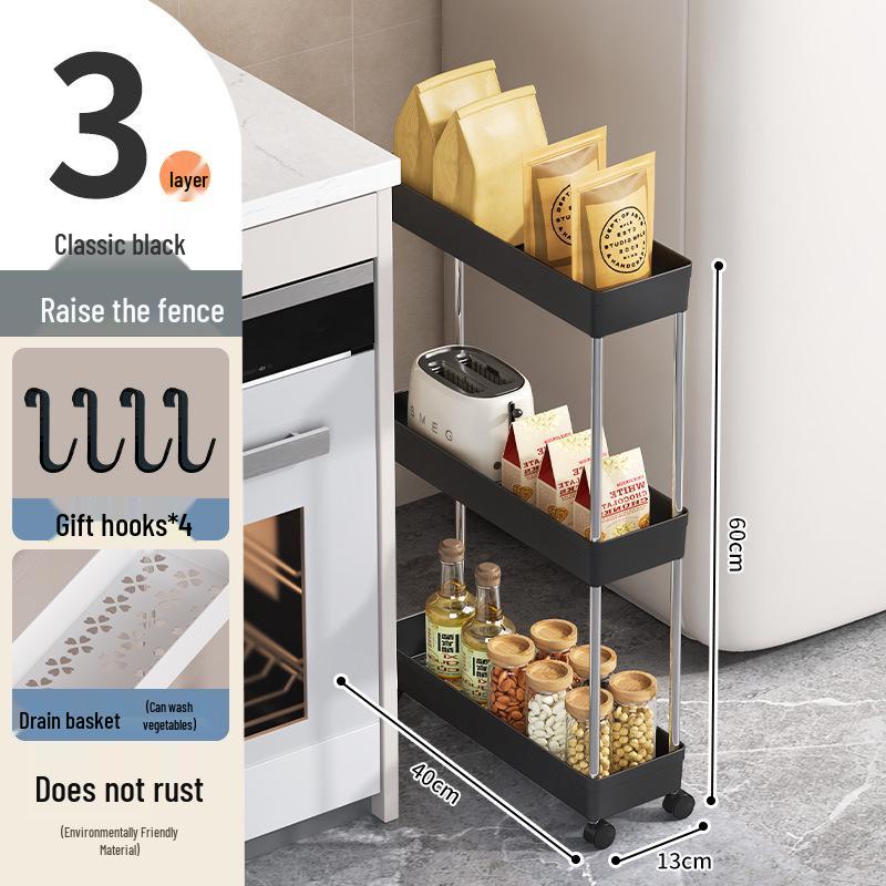 Multi-Layer Floor-Standing Trolley: Kitchen, Living Room, Bath Storage Rack