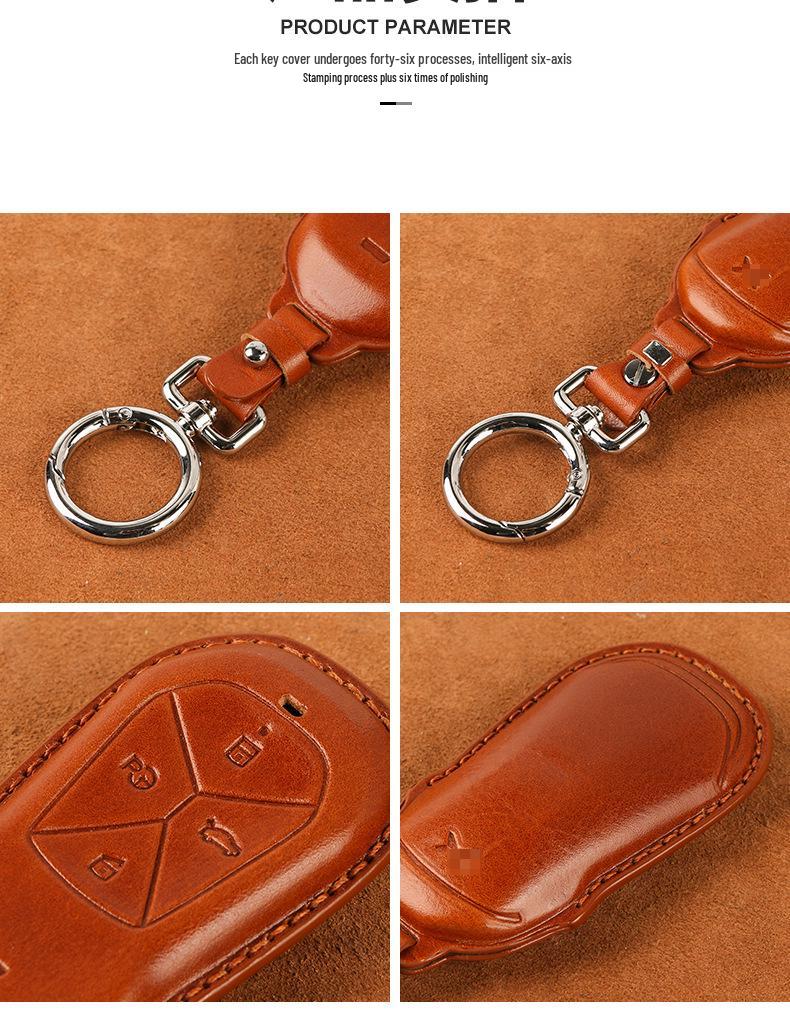 Genuine Leather Car Key Case for Xpeng P7, G3i, P5 - Handmade Cowhide High-End Retro Keychain Cover