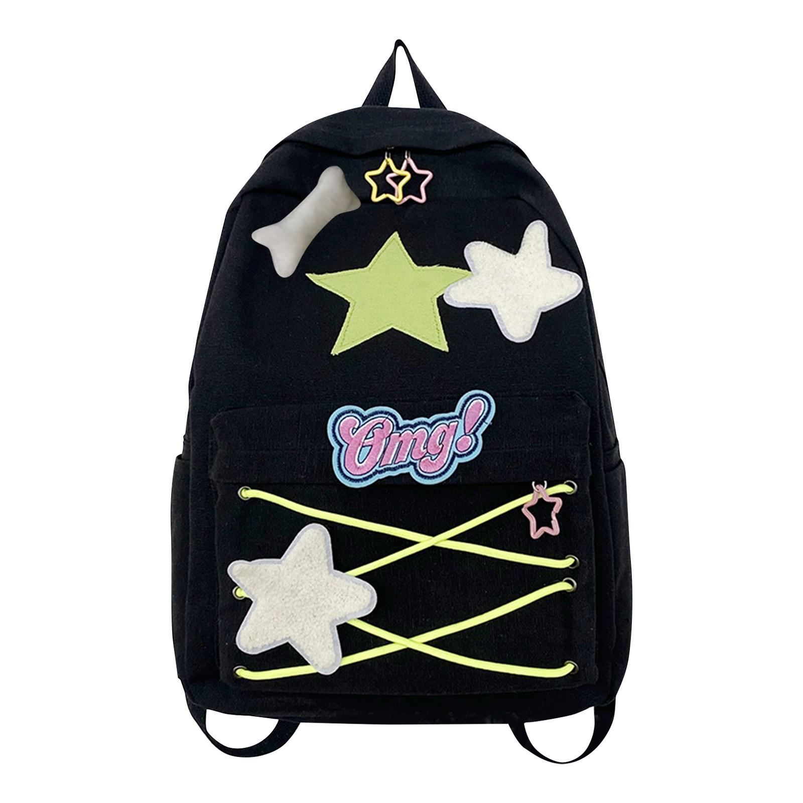 

Рюкзак Star для женщин, большой емкости, милый рюкзак Star для учеников средней школы One Size зелёный