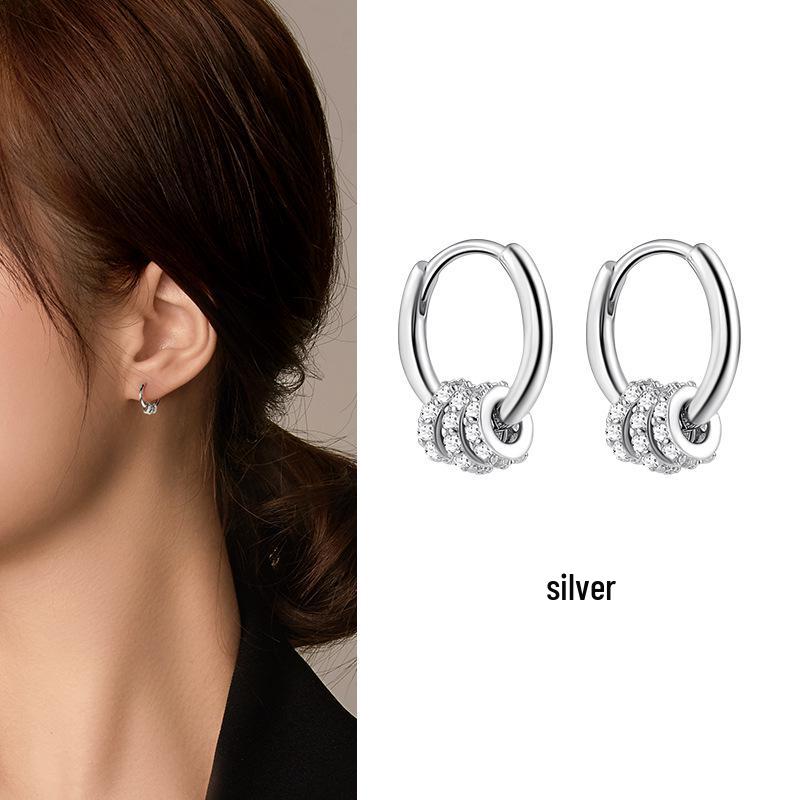 

Sterling Silver Circle Diamond Stud Earrings – Luxurious Women s Niche Jewelry