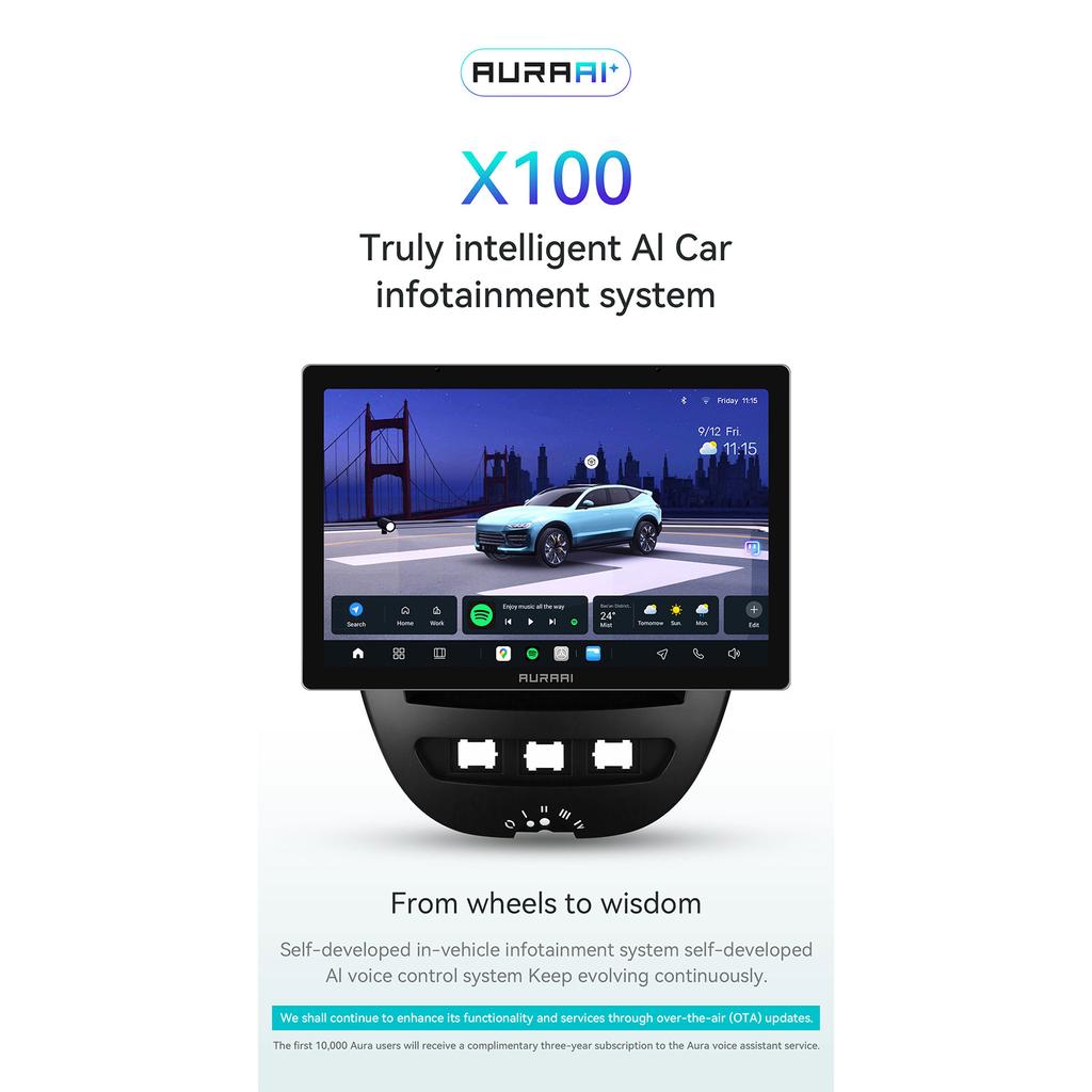 OSSURET Intelligent 2K Screen Carplay Android Auto for Peugeot 107 2005 Citroen C1 2014 Toyota Aygo Car Infotainment Multimedia Player GPS Bluetooth