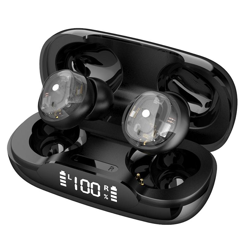 

H20 Bluetooth-compatible Headset Sports Headphone TWS Wireless Earphone with Digital Display Charging Case Black