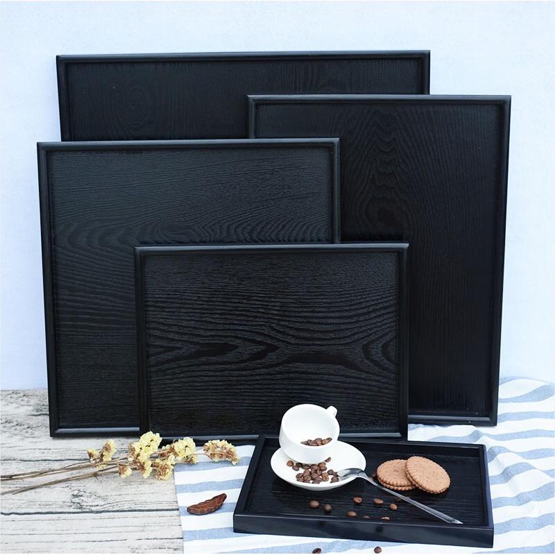 Vintage Black Wooden Serving Tray
