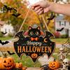 Holiday Atmosphere Supplies Black Cat Ghost Door Sign, Halloween Decorative Plaque, Wooden Hanging Entrance Ornaments Vintage Rustic Decor with