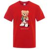 Strong Boxer Teddy Bear Never Give Up Print Funny T-Shirt Men Cotton Casual Short Sleeves Loose Oversize S-XXXL Tee Clothing