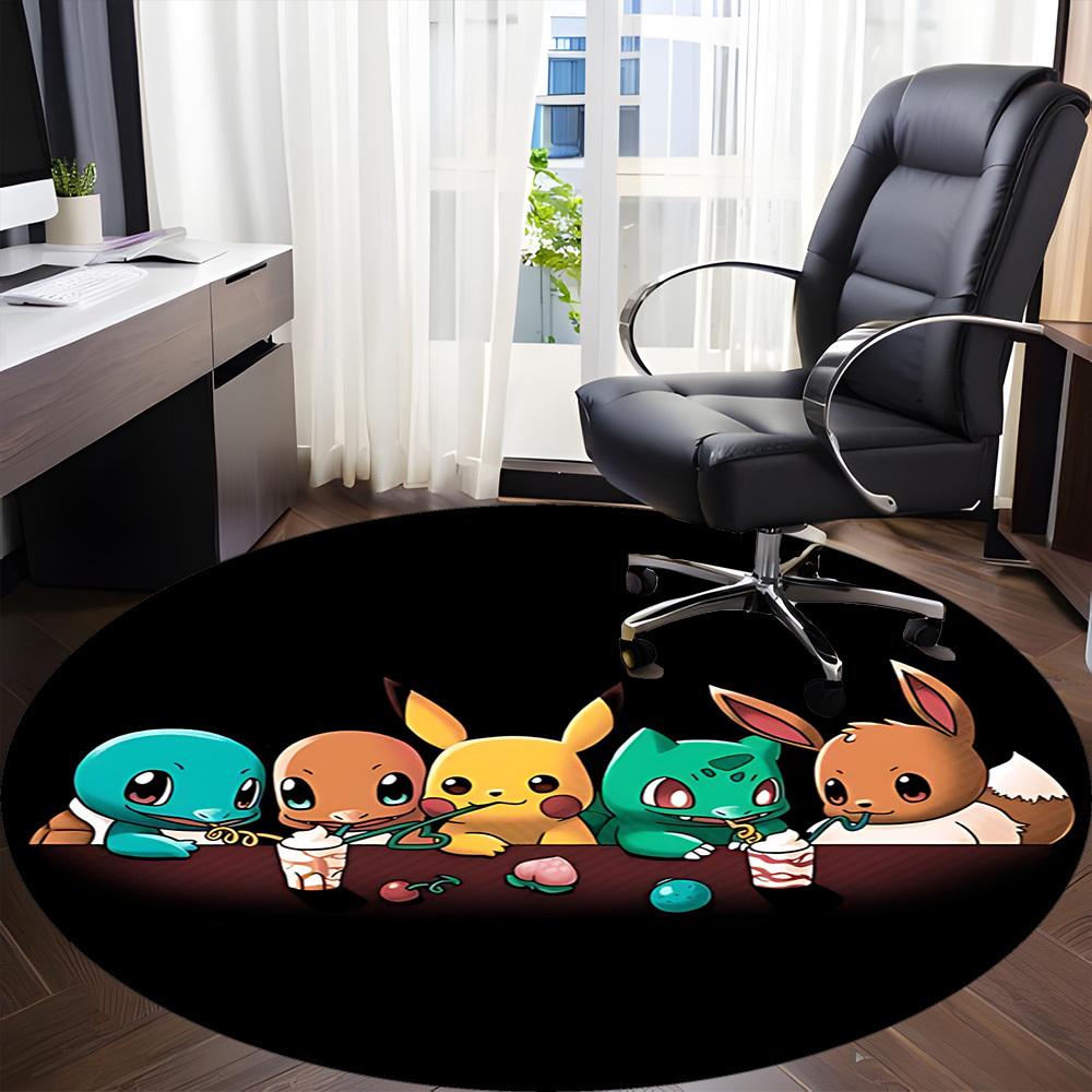 1pc Pokémon Friends Office Round Area Rug, Under Office Chairs Bedroom Living Room Home Decor  A1022239