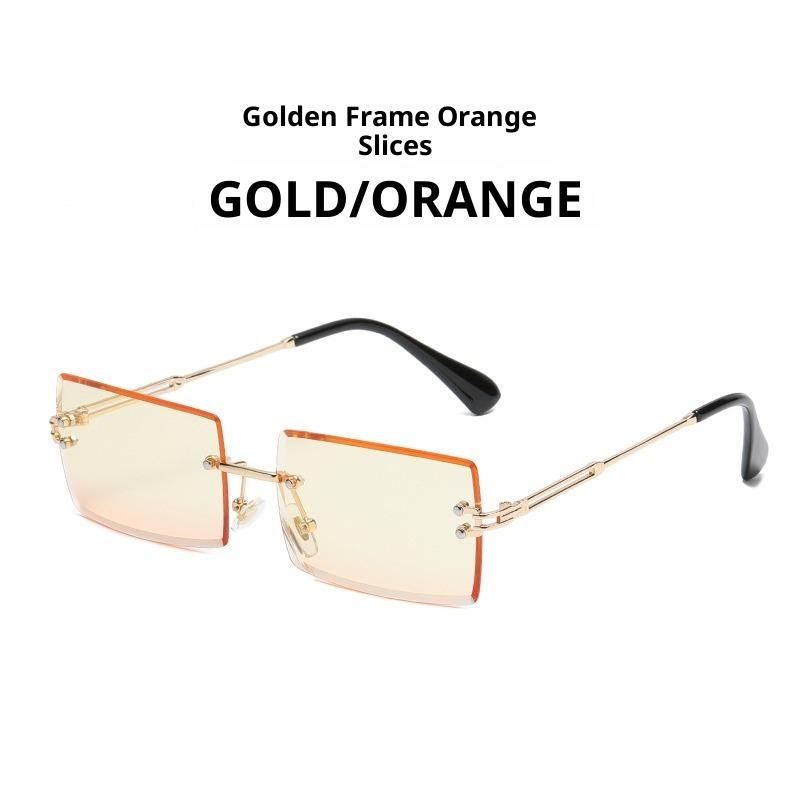 Frameless European and American Style Women's Small Square Frame Gradient Sunglasses