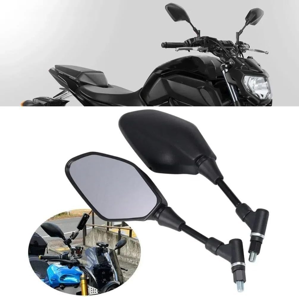Vlwm Motorcycle Mirror Set Yamaha MT-07 MT-09 Accessories Rearview Mirror Side Mirror (Black (Normal White Box))