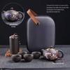 Portable Purple Clay Gongfu Tea Set: Includes 1 Pot and 4 Cups with Ceramic Dry Brew Travel Bag for Outdoor Use.