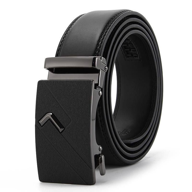 Frosted Automatic Buckle Edge Two-Layer Cowhide Belt, Business And Leisure Men'S Trendy Belt