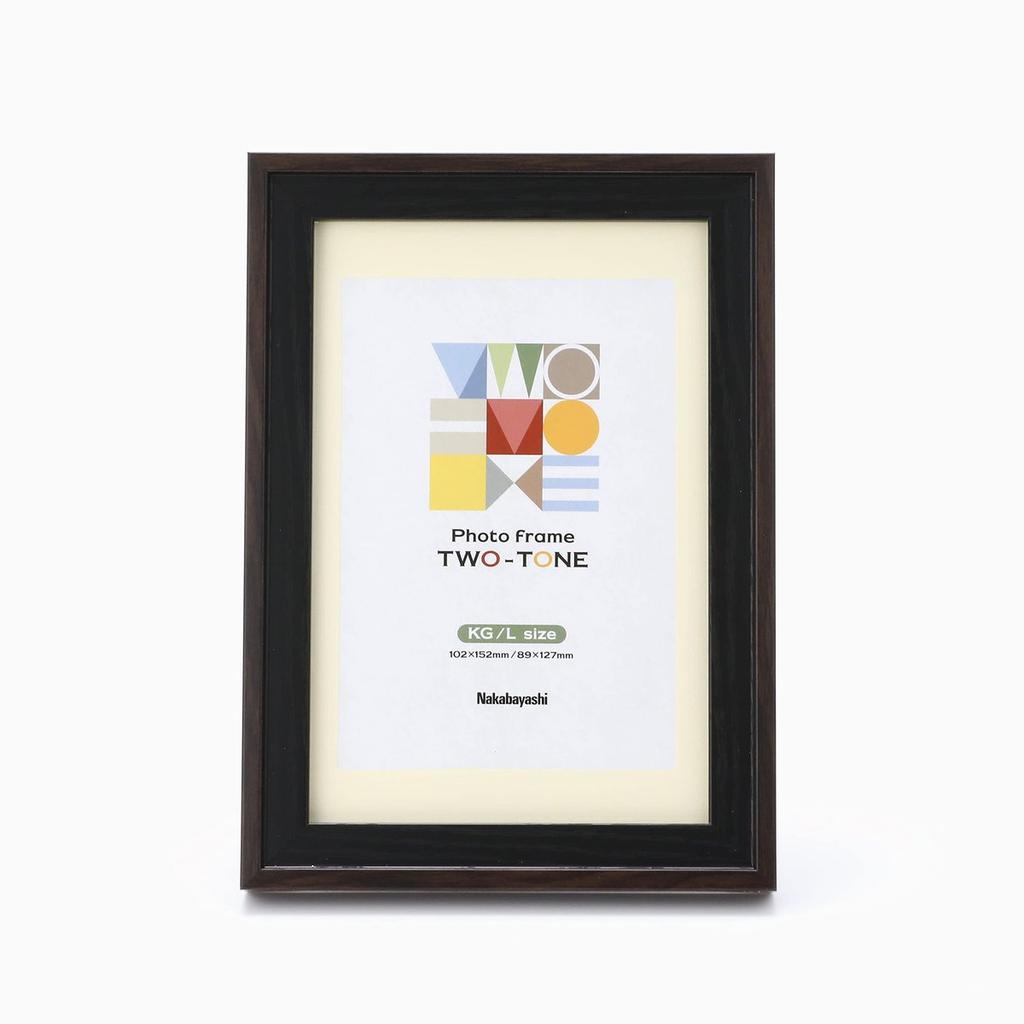 Nakabayashi Two-Tone Photo Frame KG L Size Black F-TMS-211-D Picture Frame with Stand and Hanging Hook