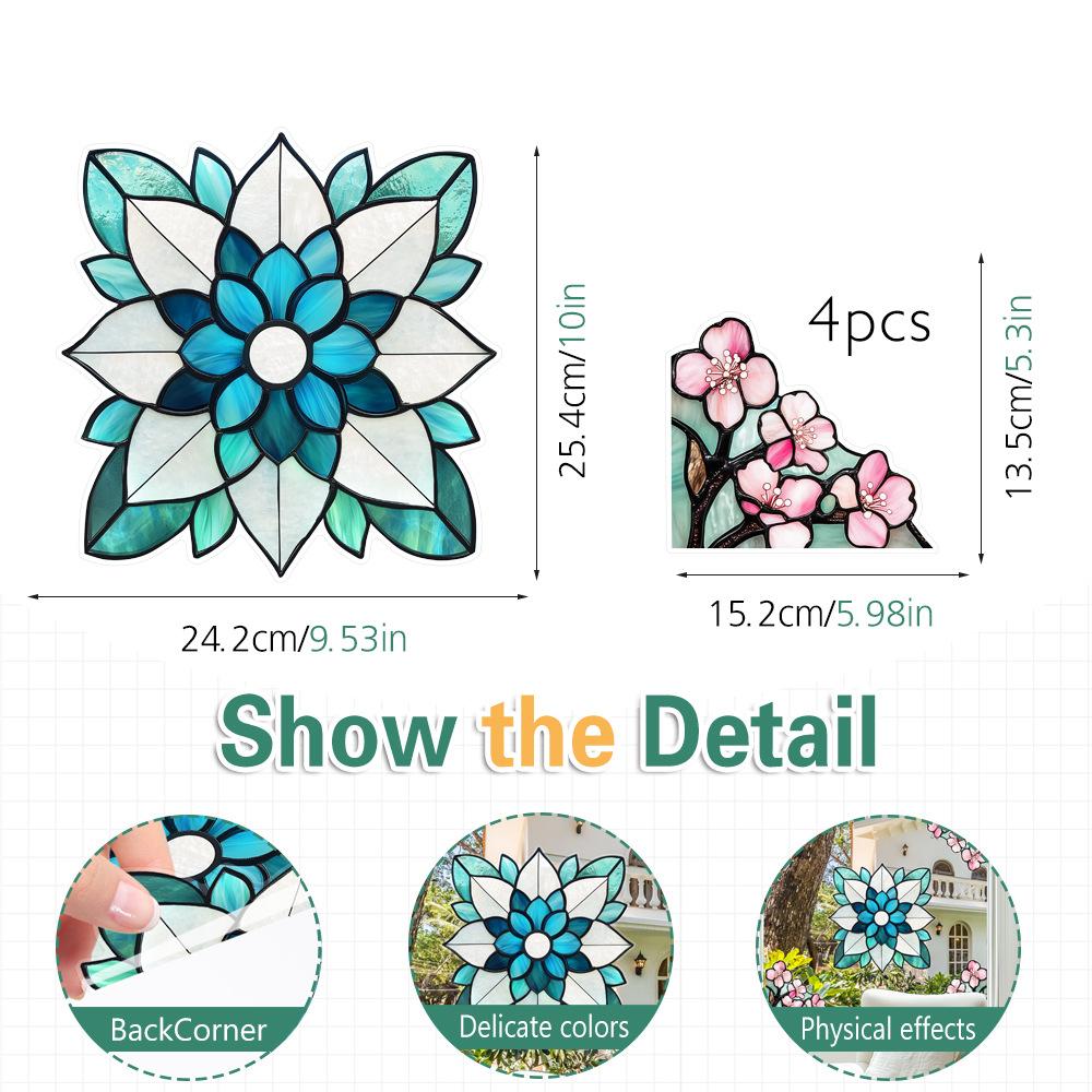 Colorful Window Film PVC Electrostatic Church Glass Decal Wall Sticker Art Mural Wallpaper for Home Decoration