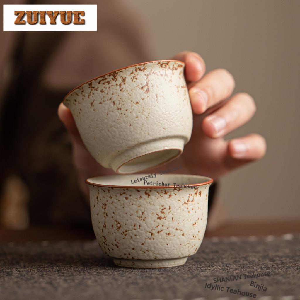 80ml Coarse Pottery Teacup Vintage Tea Bowl Beautiful Tea Cup Tea-tasting Personal Cup Chazhan Master Cups Cafes Decoration