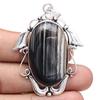 Pendant Grey Botswana Agate Gemstone Mother's Day Gift Silver Jewelry 2.25"