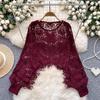 Dimanaf 2024 New Women Bat Vest T-Shirt Knitted Basic Fashion Tops Lace Tees Casual Loose Green Tees
