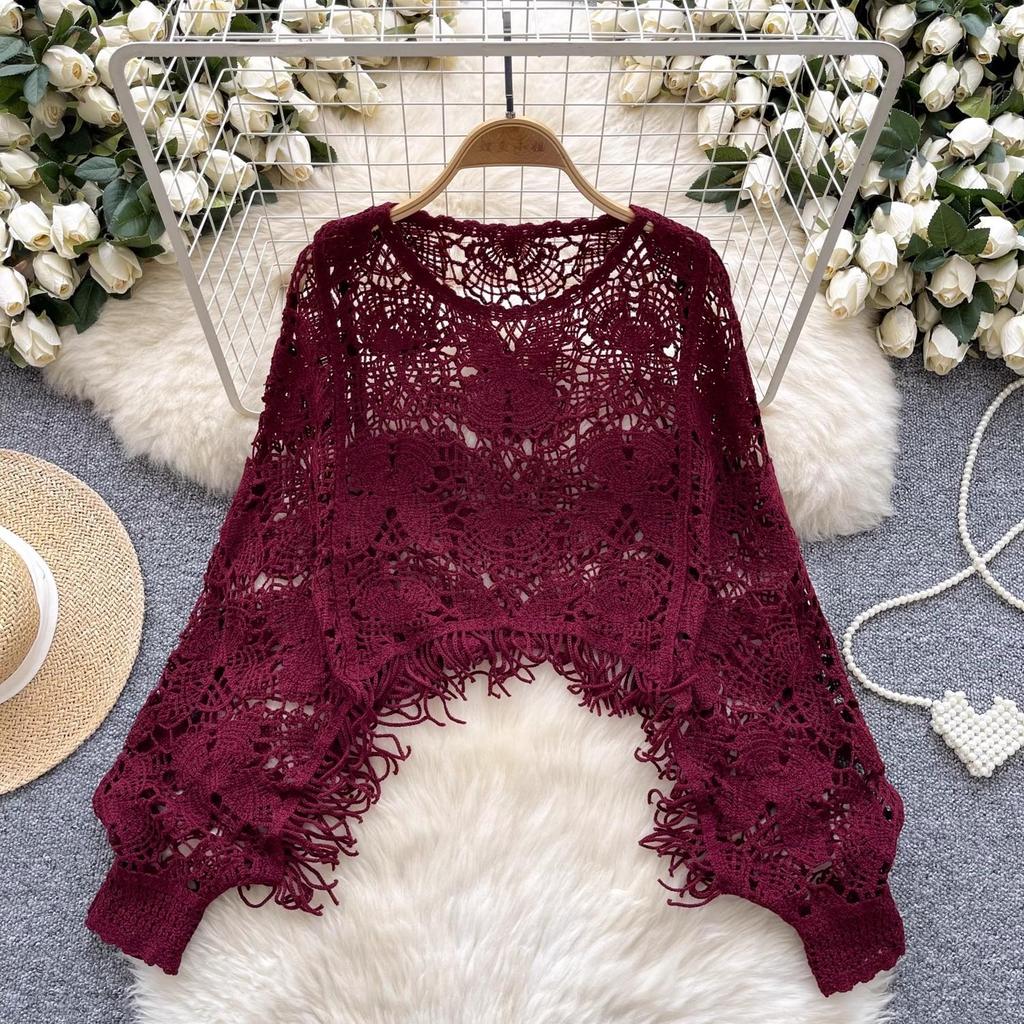 Dimanaf 2024 New Women Bat Vest T-Shirt Knitted Basic Fashion Tops Lace Tees Casual Loose Green Tees