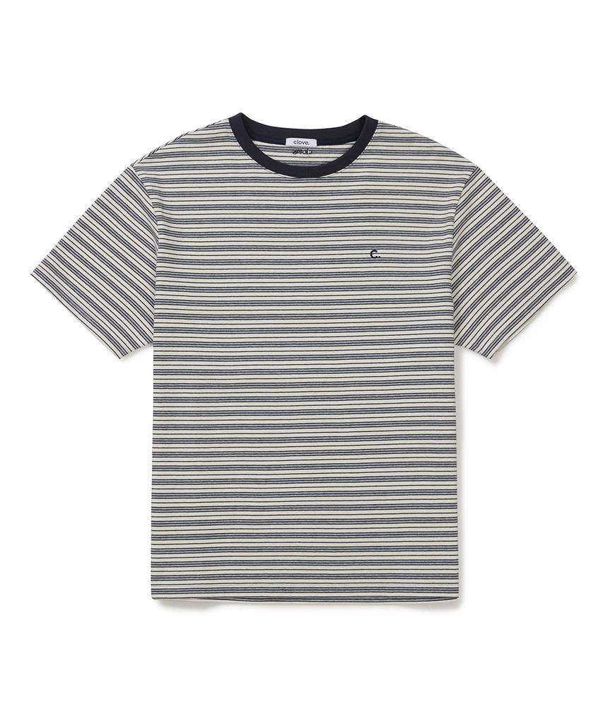 CLOVE [26Sm Clove] Stripe Logo T-Shirt_Men (Grey)