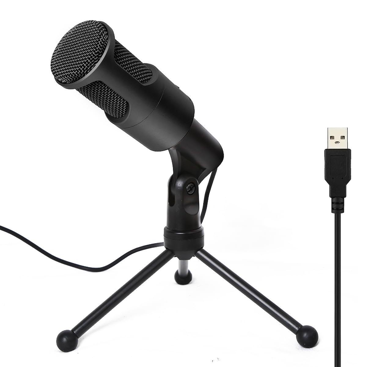 

USB-мікрофон LOKUKA ПК-мікрофон конденсаторний мікрофон всеспрямований мікрофон на підставці USB-мікрофон із функцією відключення звуку Сумісний із чорний