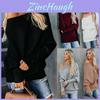 Stilvoller Damen-Strickpullover-Bluse mit einem Schulterträger, langen Ärmeln und weichem Material
