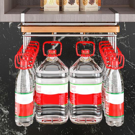 Yousheng Clip-On Shelf under Cabinet Storage Shelf with 10 Hooks 2 Towel Bars And Cutting Board Holder No-Drill Installation Mug And Utensil Hooks