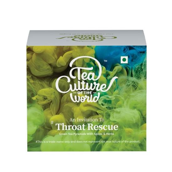 

Tea Culture of The World Throat Rescue Tea | Green Tea With Indian Spices | Tea For Throat | Green Tea Leaves , 16 Count - 0.32 Gm