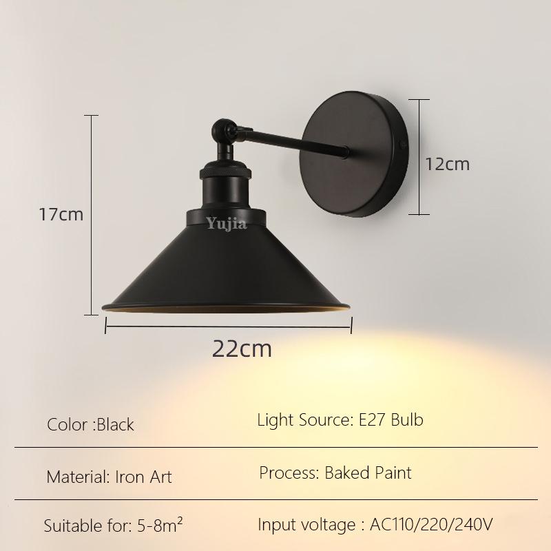 

Retro Up Down Adjustable Wall Sconce Mounted Bedside Lamp for Bedroom Decorative Led Wall Lights Iron Shade Black Brass Bulb not included чорний