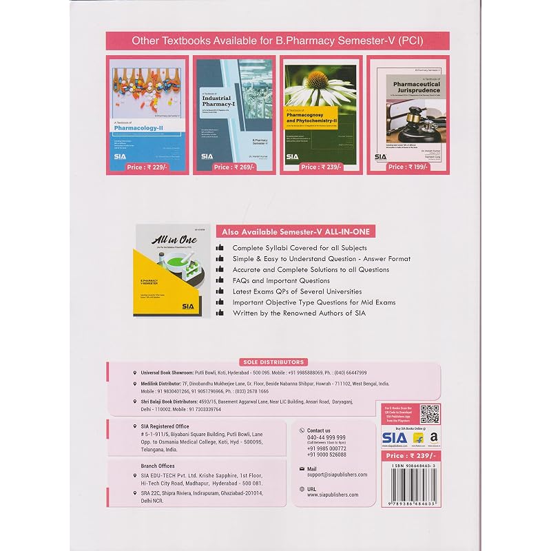 A Textbook of Medicinal ChemistryII, B.Pharmacy (SemesterV) (As Per the Revised (201617) Regulations of the (PCI) Pharmacy Council of India) Latest