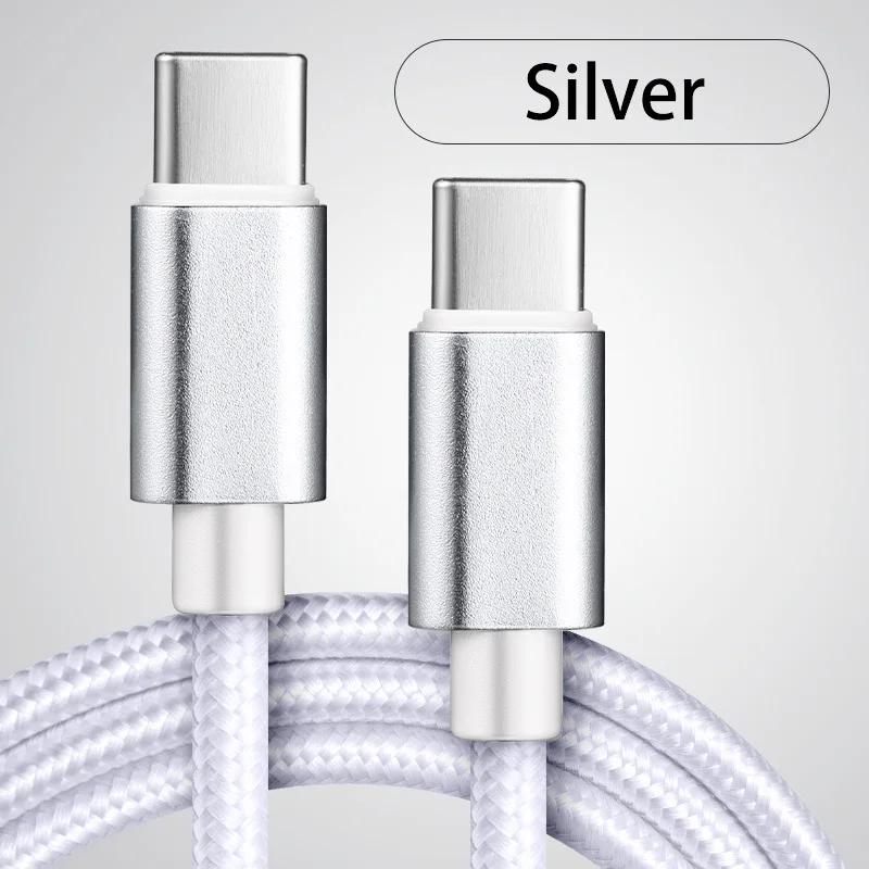 66W USB C To Type C Nylon Braided Data Cables PD Fast Charging Cords for iPhone16 Pro Samsung S24 Xiaomi 1/2/3m Charging Cable