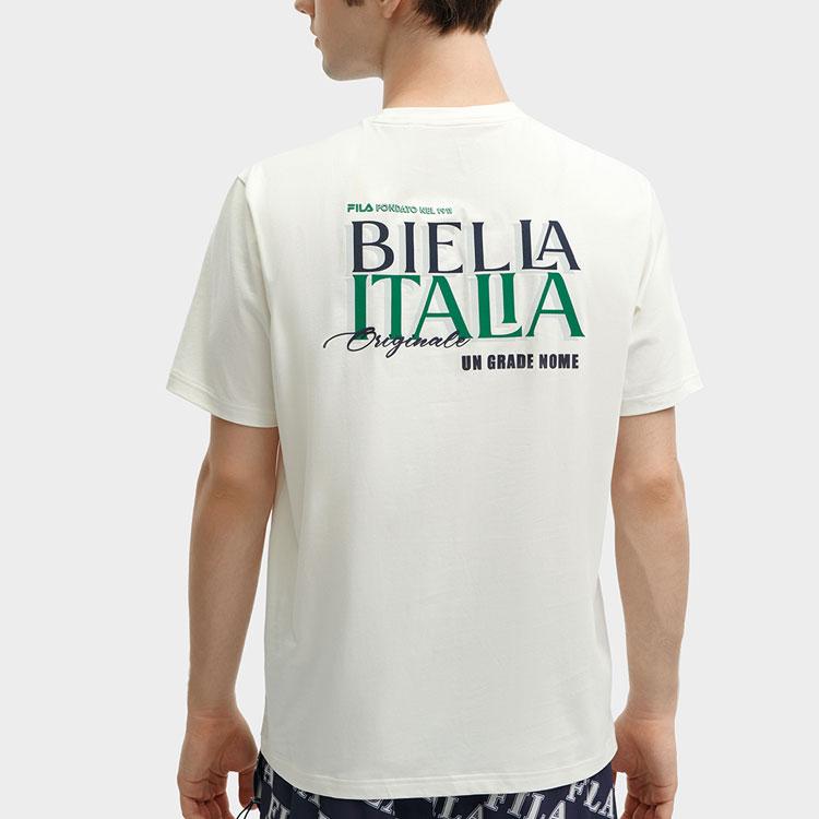 FILA Letter Print Brand Logo Fashion Casual Comfortable Round Neck Short Sleeve T-Shirt Men T-Shirt Cloud-White F11M419106F-WT