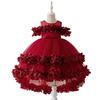 Mädchen mehrlagiges Blumenkuchenkleid - Geburtstag Prinzessin Netzrock mit Feen-Spitze