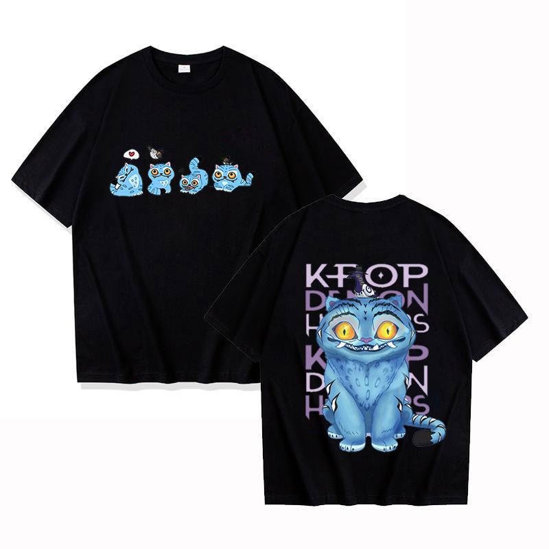 New Kpop Demon Hunters Derpy Tiger Print Short Sleeve T Shirts Men Women Shirts Summer Short Sleeved T-shirts Comfy Soft Shirts