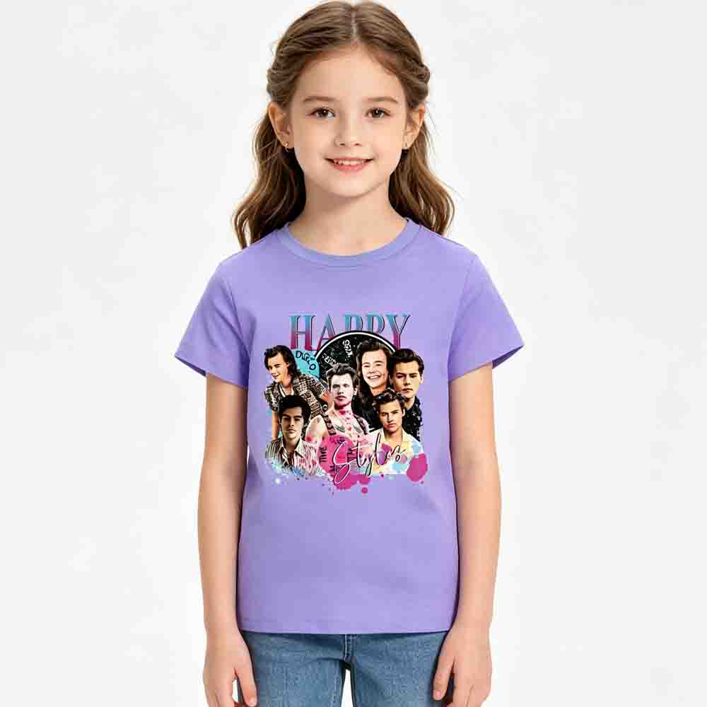 

Kids Harry Styles Kiss All The Time Album 100% Cotton Unisex Shirt 2026 Summer O-neck Boys Girls Hip Hop Short Sleeve Tshirt Fan Gift 170cm