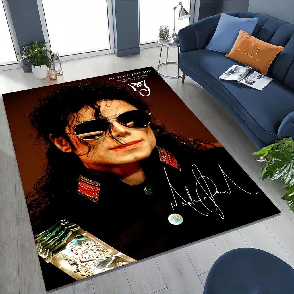 Fashion MJ Michael Jackson King of Pop Art Rug for Bedroom Living Room Sofa Home Doormat Decor, Large Kids Non-slip Floor Mat