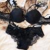 Sexy Hollow Women Underwear Summer Lace Embroidery Push Up Bra Set Bow Decoration Youth Lingerie Romantic Bras Panties Set