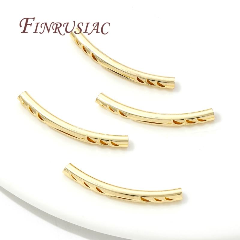 18K Real Gold Plated Brass Tube Spacer Beads Connectors For Handmade DIY Bracelet Necklace Jewelry Making Supplies Accessories