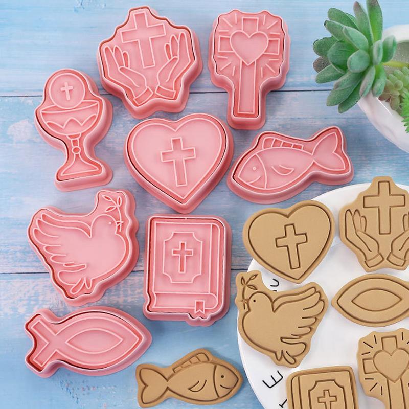 Holy Communion Cookie Mould Set Religious Baptism Biscuit Mold Set Of 8 Cookie Cutters First Communion Religious Baptism Holy PP China Mainland