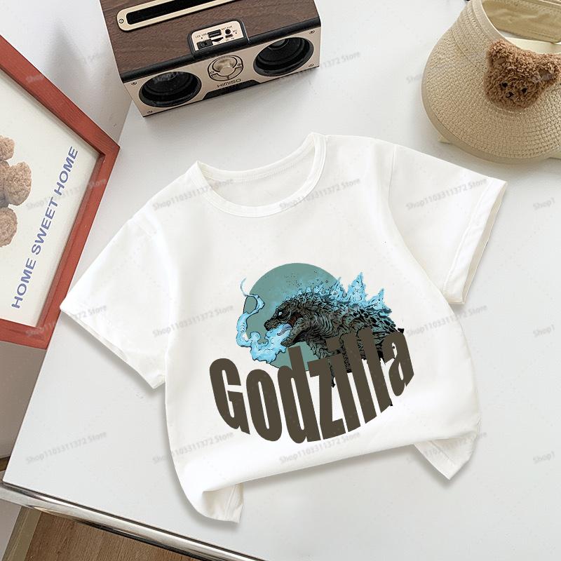 Godzillas Tshirt Round Neck Short Sleeve Sportwear Fashion Summer Boys Girls Clothes Birthday Tops Hip Hop Outdoor Wear Gifts