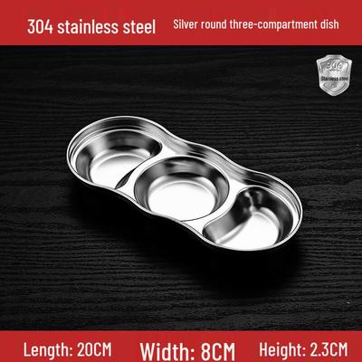 Morona Korean Style 3-Compartment Stainless Steel Dipping Dish