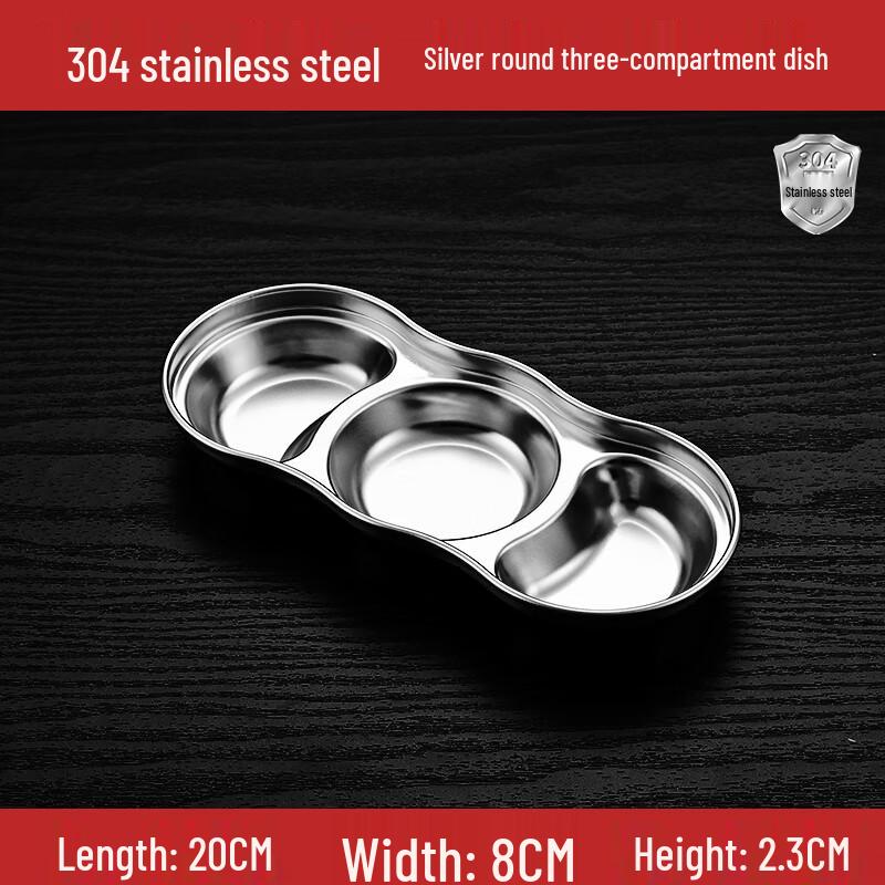 Morona Korean Style 3-Compartment Stainless Steel Dipping Dish