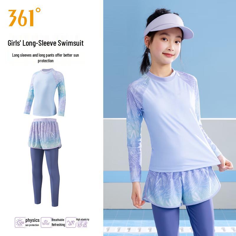 361° Girls Long Sleeve Split Sun Protection Swimsuit 120
