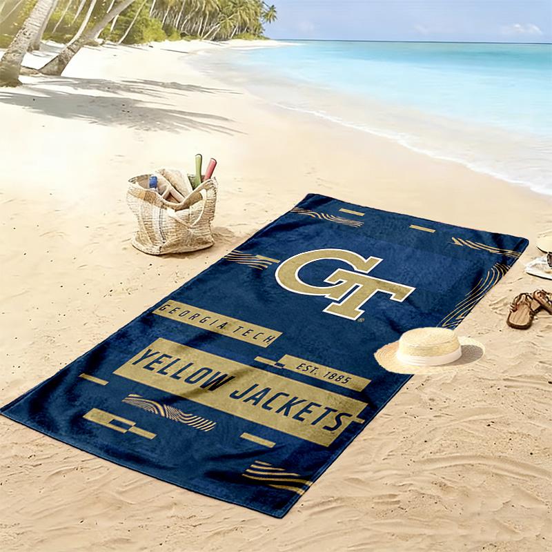 Georgia Tech Print Beach Towel, Large Soft Quick Dry Towel for Beach Camping Swimming