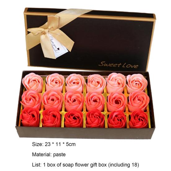 18 Peças/Caixa Flor Rosa de Sabão Textura Elegante Delicada Aparência Bonita Sabonete de Banho com Aroma Floral Caixa de Presente Rosa para o Dia dos Namorados