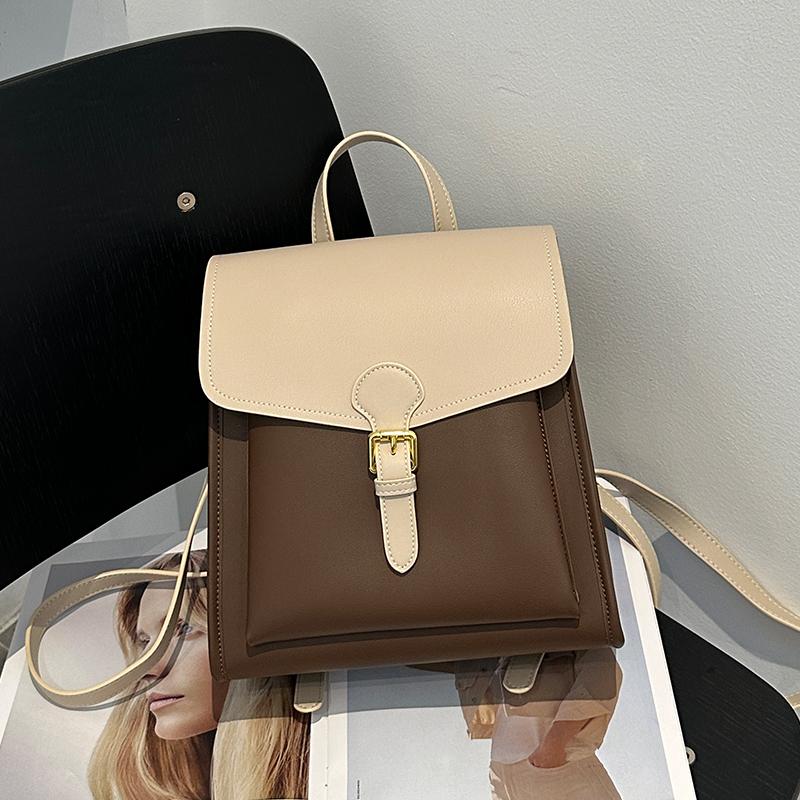 

Women Casual Versatile Backpack Cowhide Split Genuine Leather Mixed Colors Design Large Capacity Bag Fashi Ladies School Bags 24x11x25cm