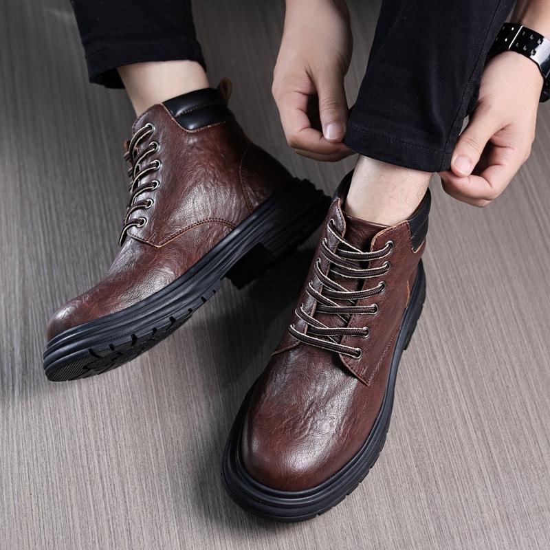 Golden Sapling Herrenstiefel 2025 Frühling Retro Mikrofaserleder Schuhe Dicke Sohle Herren Stiefelette Outdoor Britischer Stil Botas