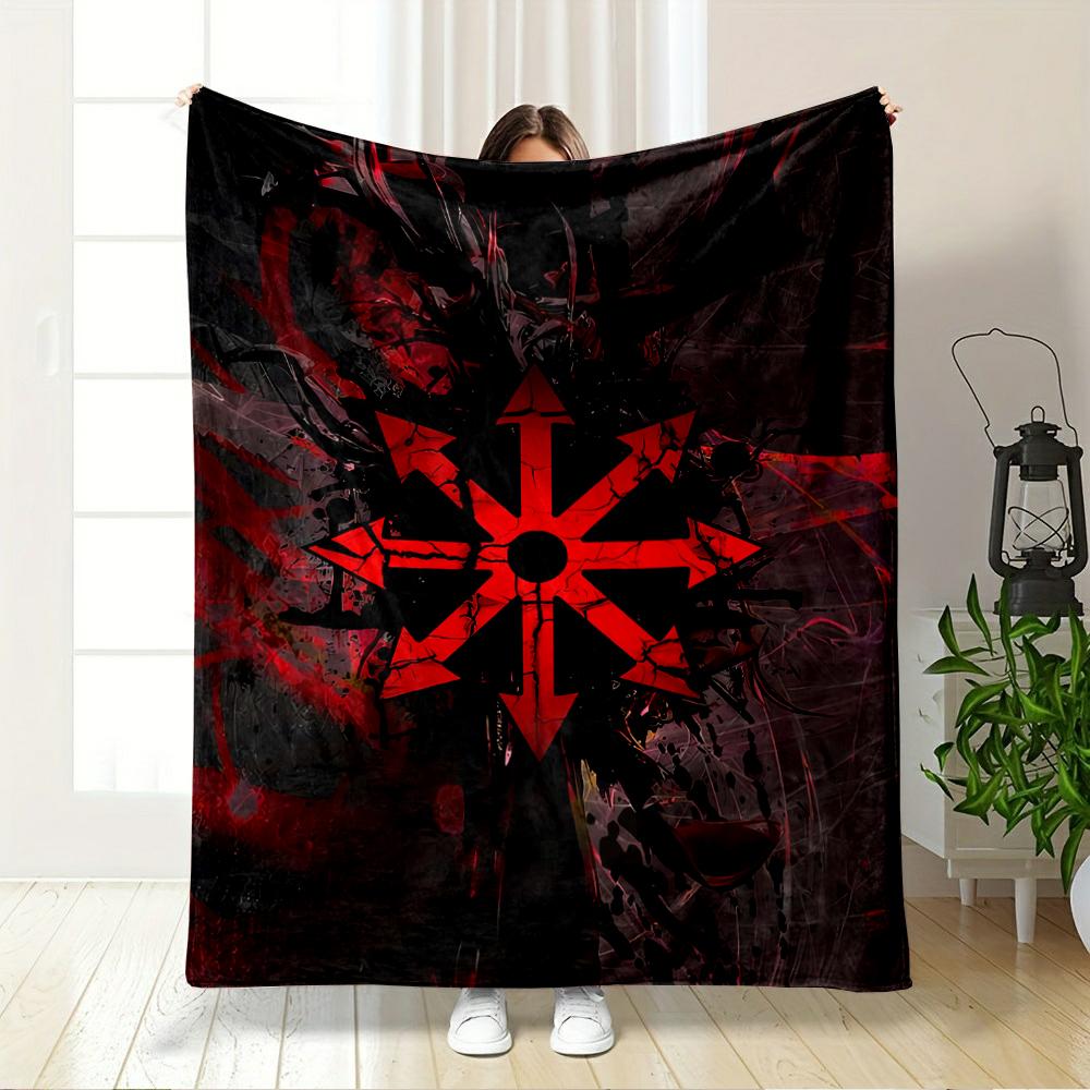 Red Chaos Symbol Abstract Art Blanket Flannel blanket for bedroom, living room, sofa, and nap sofas.