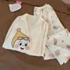 Girls' Star Girls Pajamas Spring and Autumn Cardigan Lapel Double Long Suit Students can wear loungewear outside