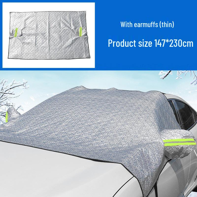 Double Layer Windproof Snow & Frostproof Car Sunshade Cover for Windshield & Half Body