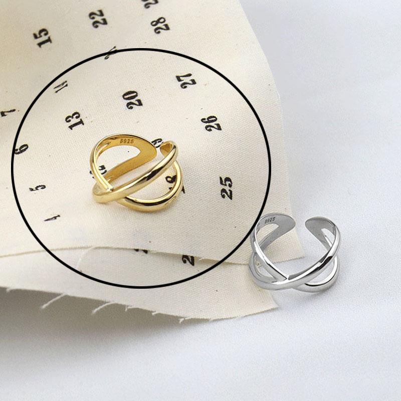 925 Silver Rings For Women Hollow Out Gold Color Temperament Personality Fashion Female Trendy Resizable Opening Rings