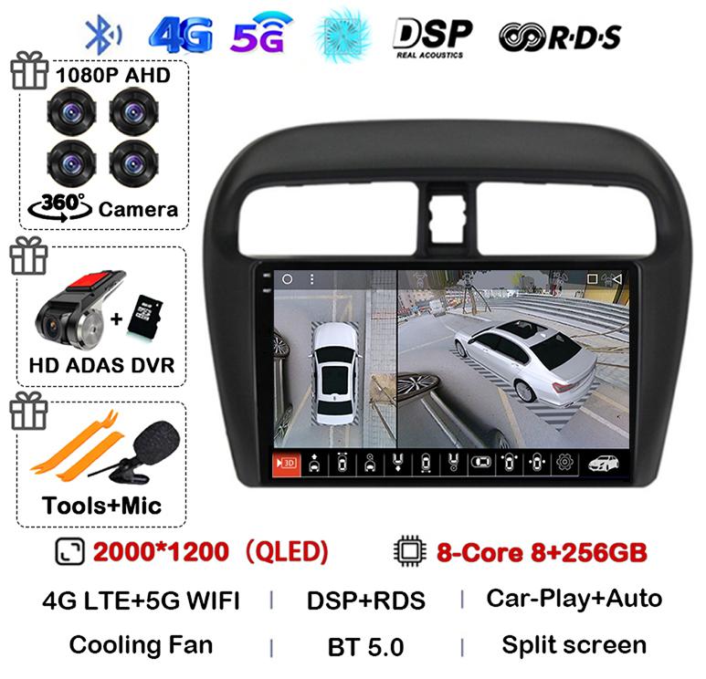 Android 14 Carplay Auto WIFI+4G For Mitsubishi Mirage Attrage 2012 - 2018 Car Radio Multimidia Video Player GPS Stereo Head Unit
