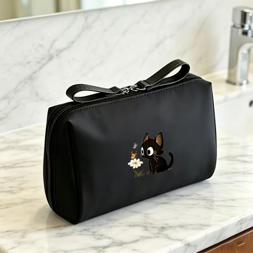 Portable Size Makeup Bag Cat Printed Storage Organizer Simple Cosmetic Pouch Travel Use
